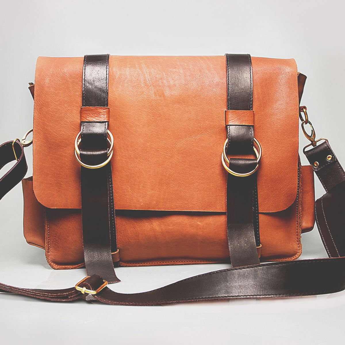 Buckle Leather Satchel